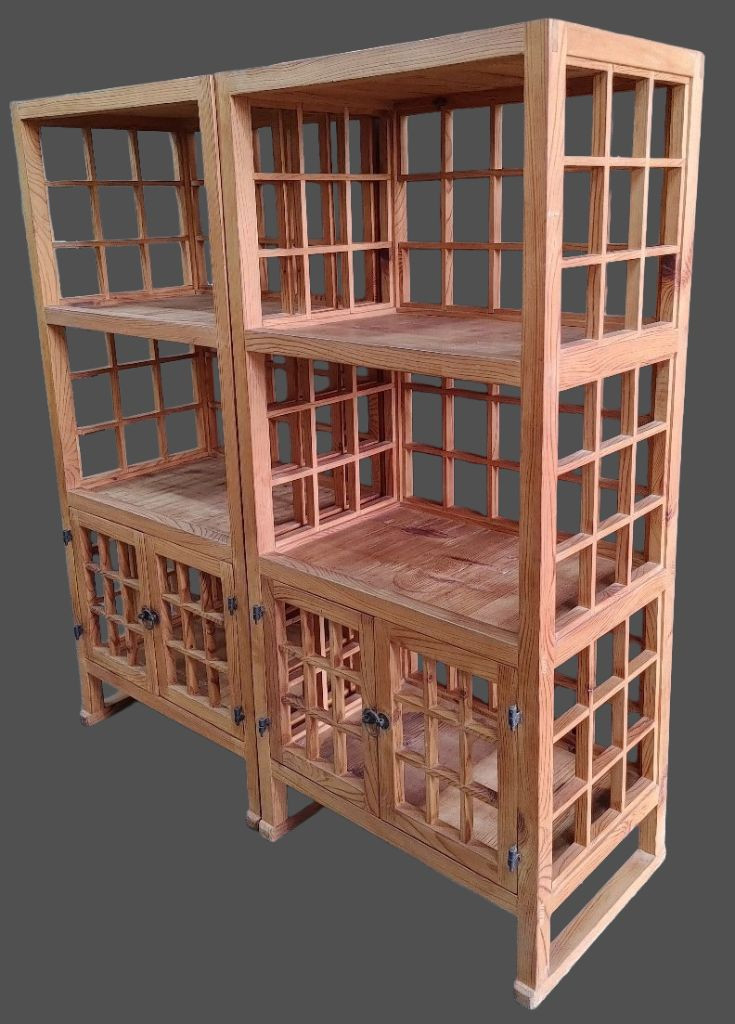 고재 문살 탁자소나무 지장세트 진열장 선반장 이미지