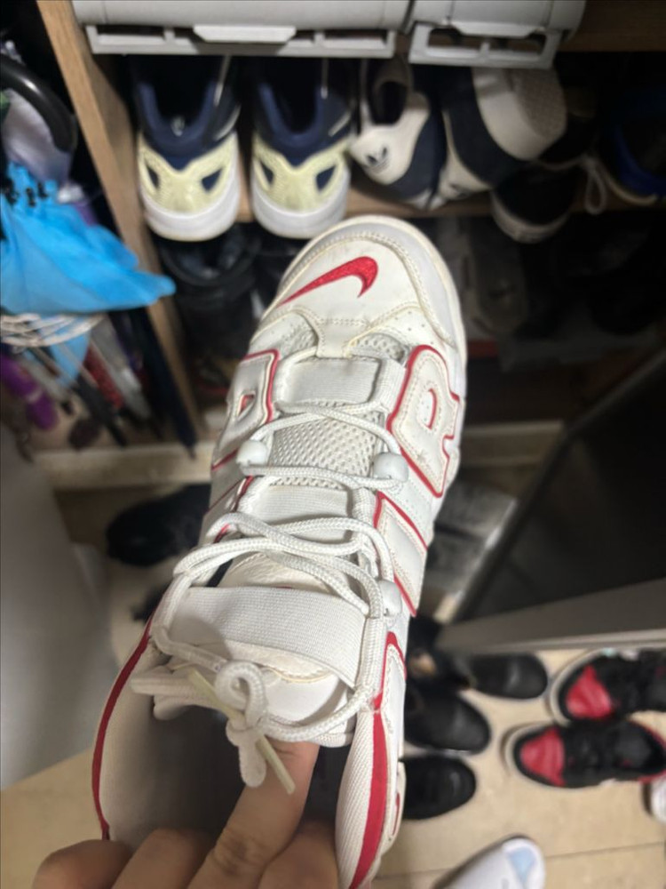 (사진추가)나이키 에어모어 업템포 96 화이트 유니버시티 레드--1