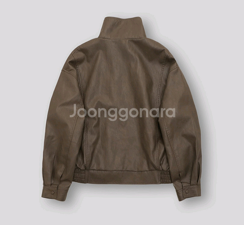 98도씨 니아 크랙 하이넥 레더 자켓--7