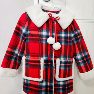 베네통 키즈 체크 코트