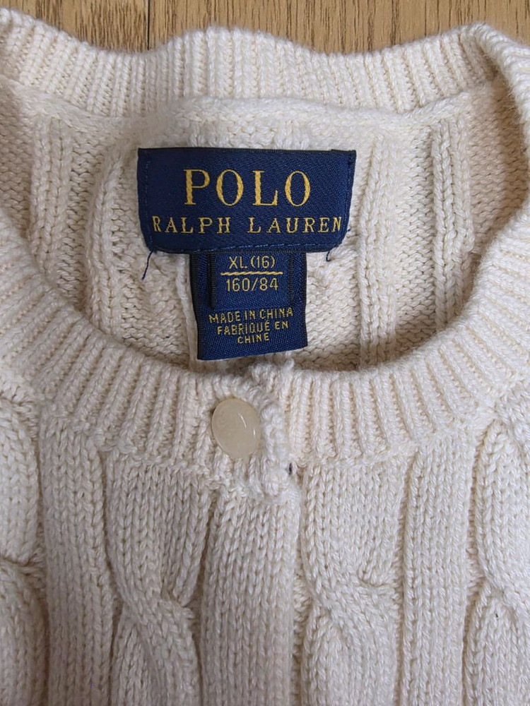 폴로 랄프로렌 가디건 XL(16). 아이보리 색상. 이미지