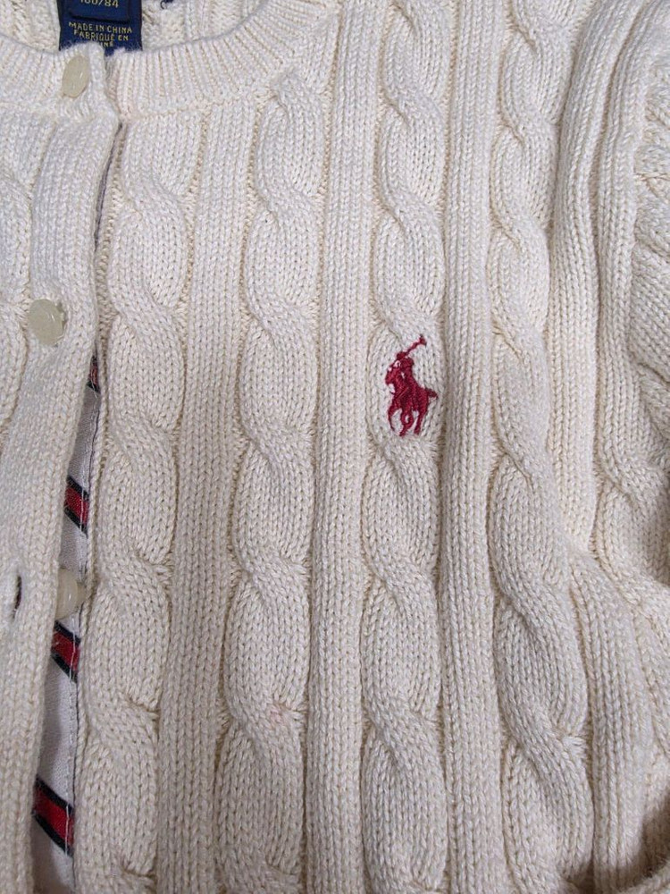 폴로 랄프로렌 가디건 XL(16). 아이보리 색상. 이미지