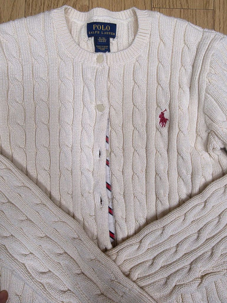 폴로 랄프로렌 가디건 XL(16). 아이보리 색상. 이미지