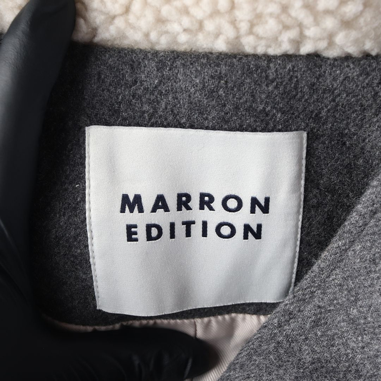 마론 에디션 울77% 차콜 뽀글이 후디 후드 롱 코트 오버핏 이미지