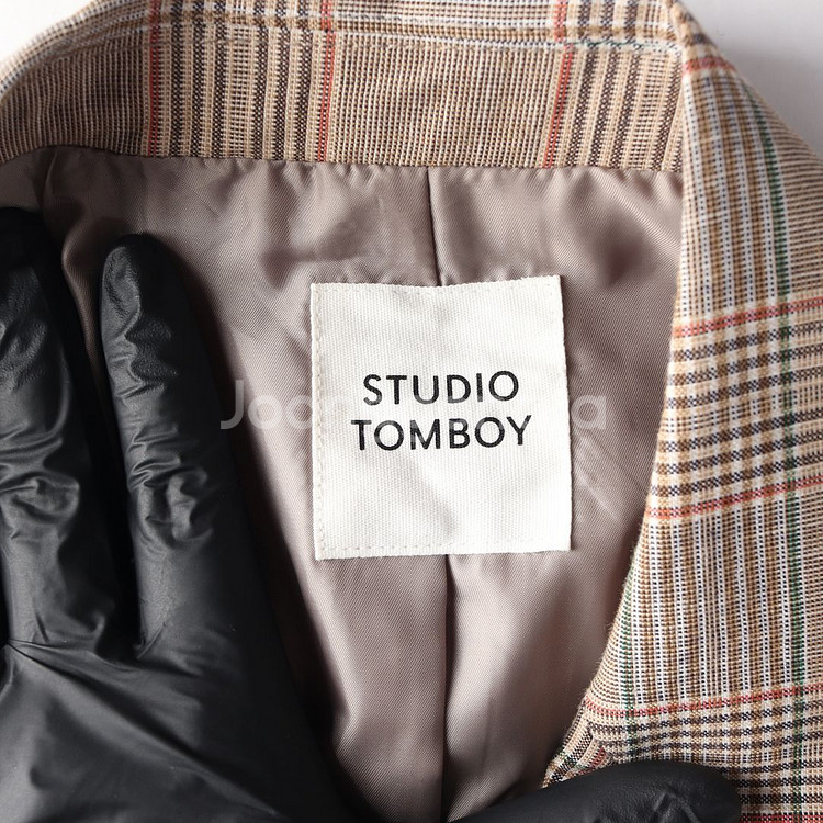 스튜디오톰보이 브라운 체크 린넨블렌드 더블브레스티드재킷 자켓--5