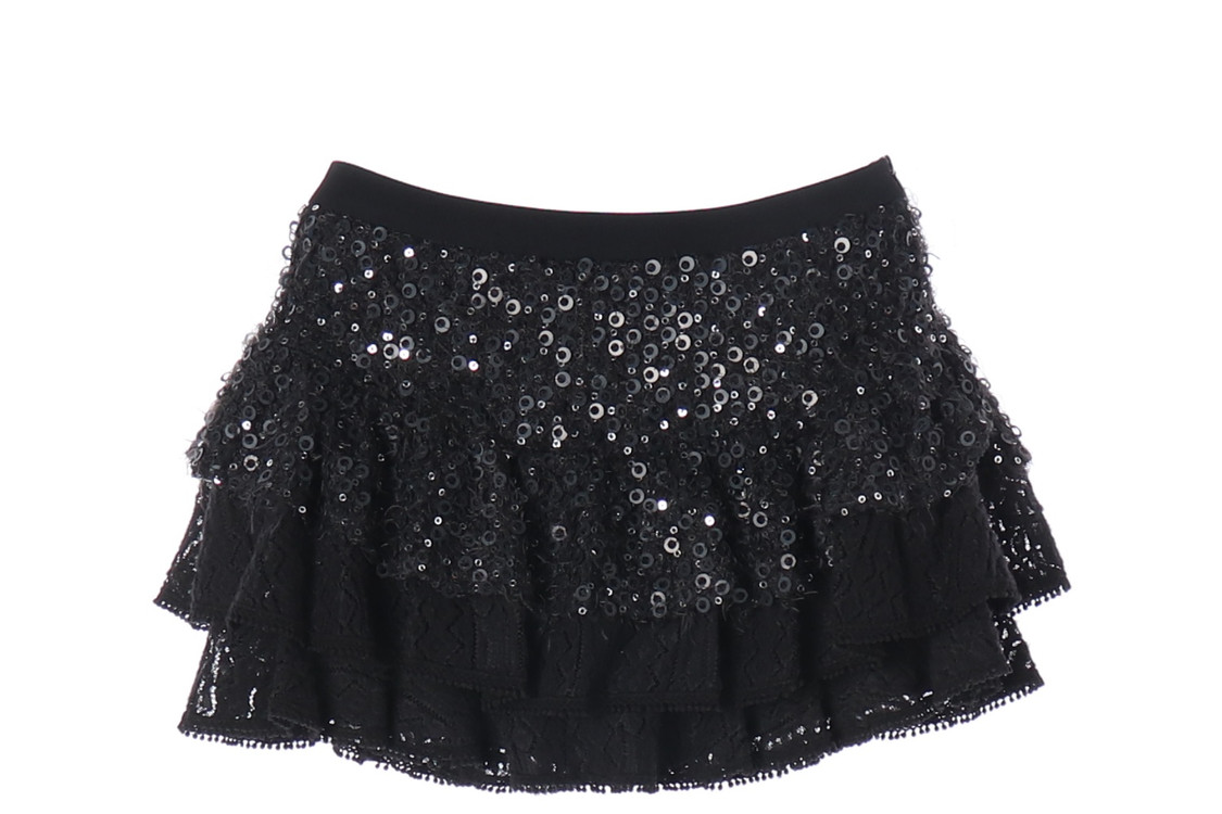 에고이스트 블랙 스팽글 미니 캉캉 티어드스커트 치마--2