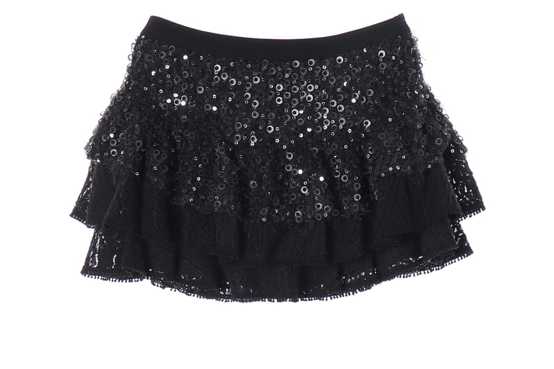 에고이스트 블랙 스팽글 미니 캉캉 티어드스커트 치마--3