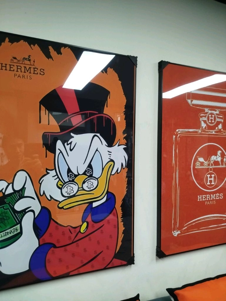 에르메스 도널드덕 디즈니 피규어 향수 유화 꽃 그림액자 그림 액자 인테리어소품 이미지