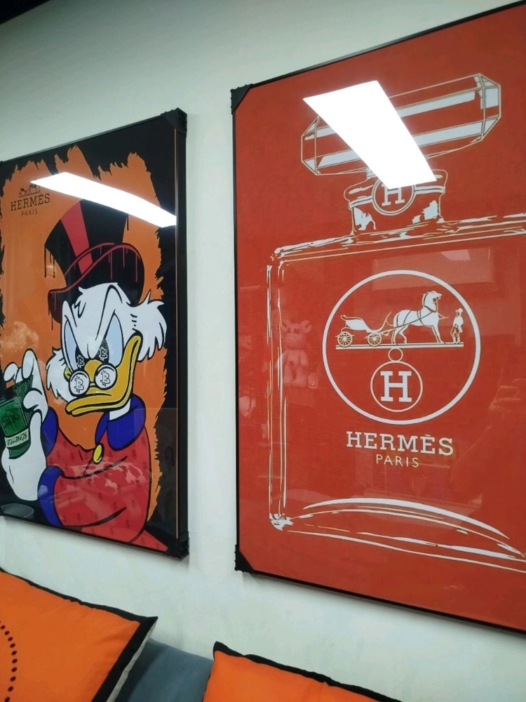 에르메스 도널드덕 디즈니 피규어 향수 유화 꽃 그림액자 그림 액자 인테리어소품 이미지