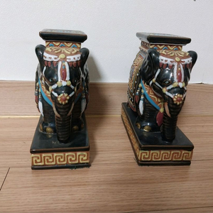 코끼리 도자기장식 미니 스툴