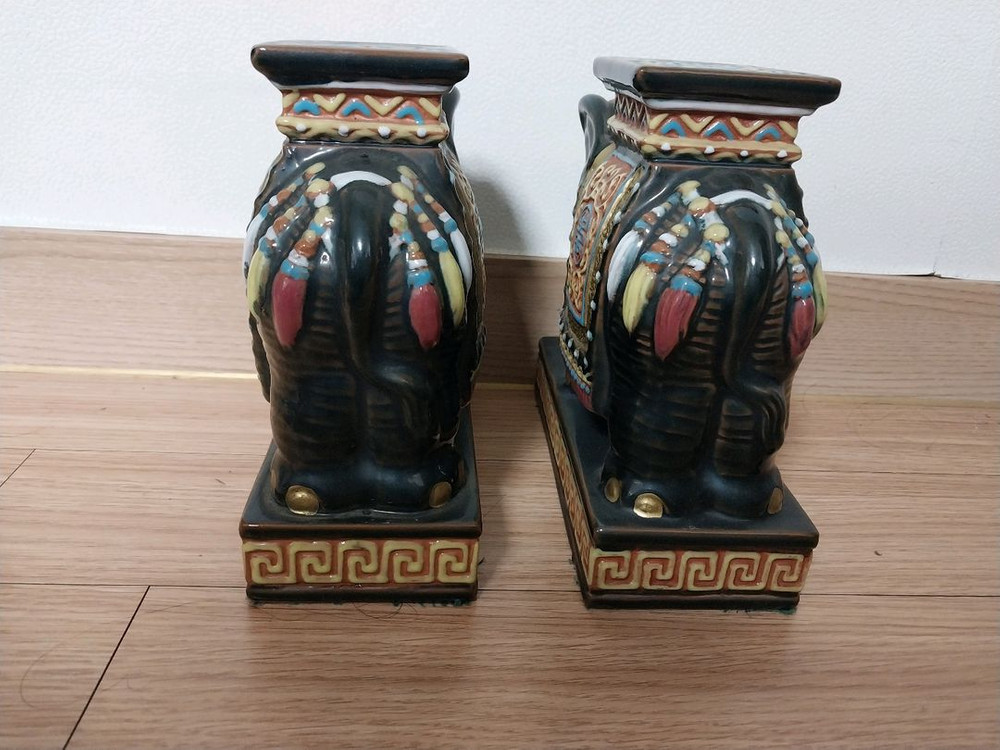 코끼리 도자기장식 미니 스툴--2