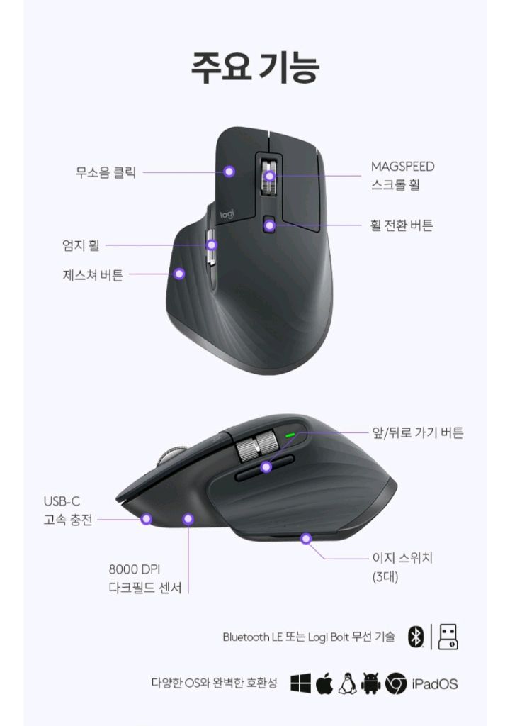 (미개봉)로지텍 MX Master 3S 마우스--5