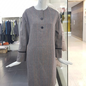 새상품 S 55 ~ 66 루즈핏 잔체크 모직 원피스 스테파넬 이미지