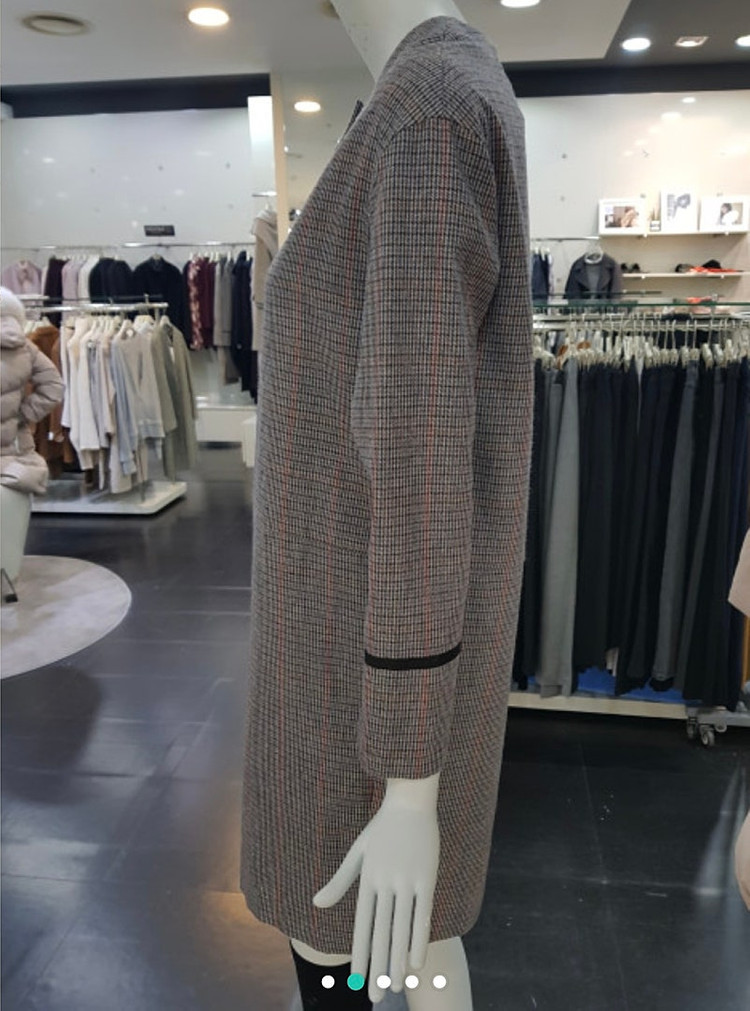 새상품 S 55 ~ 66 루즈핏 잔체크 모직 원피스 스테파넬 이미지