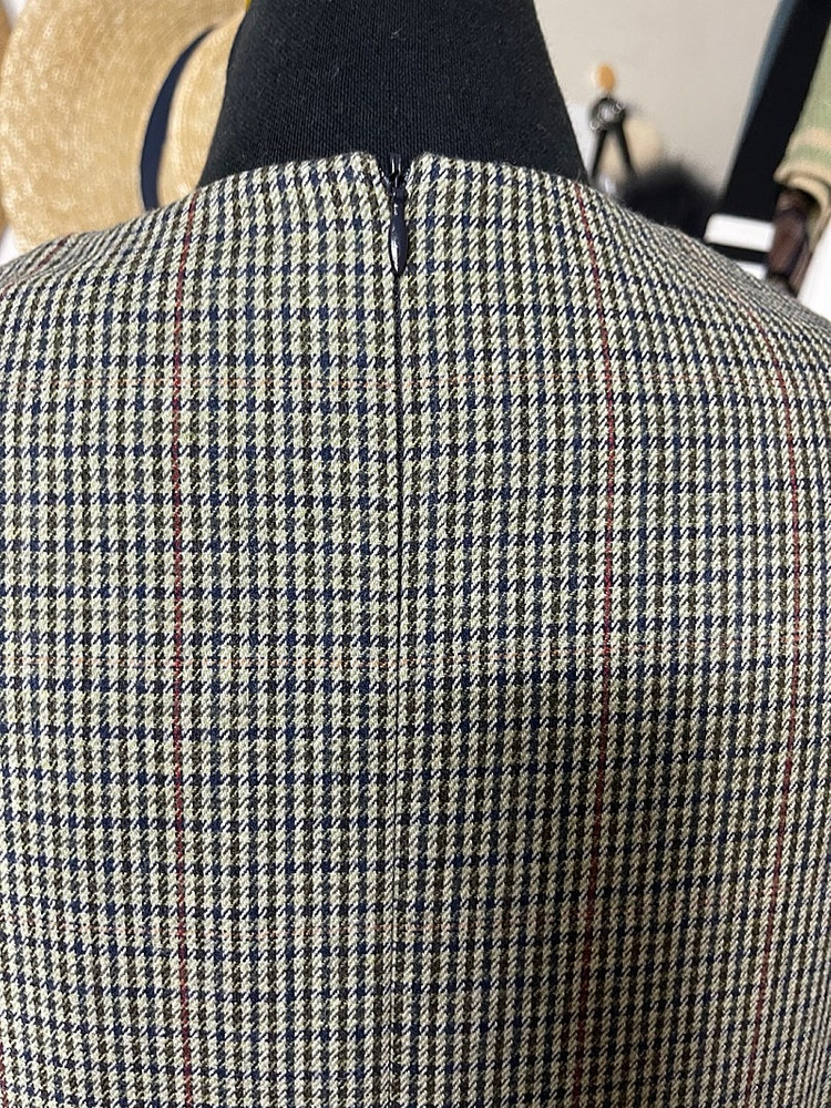 새상품 S 55 ~ 66 루즈핏 잔체크 모직 원피스 스테파넬 이미지