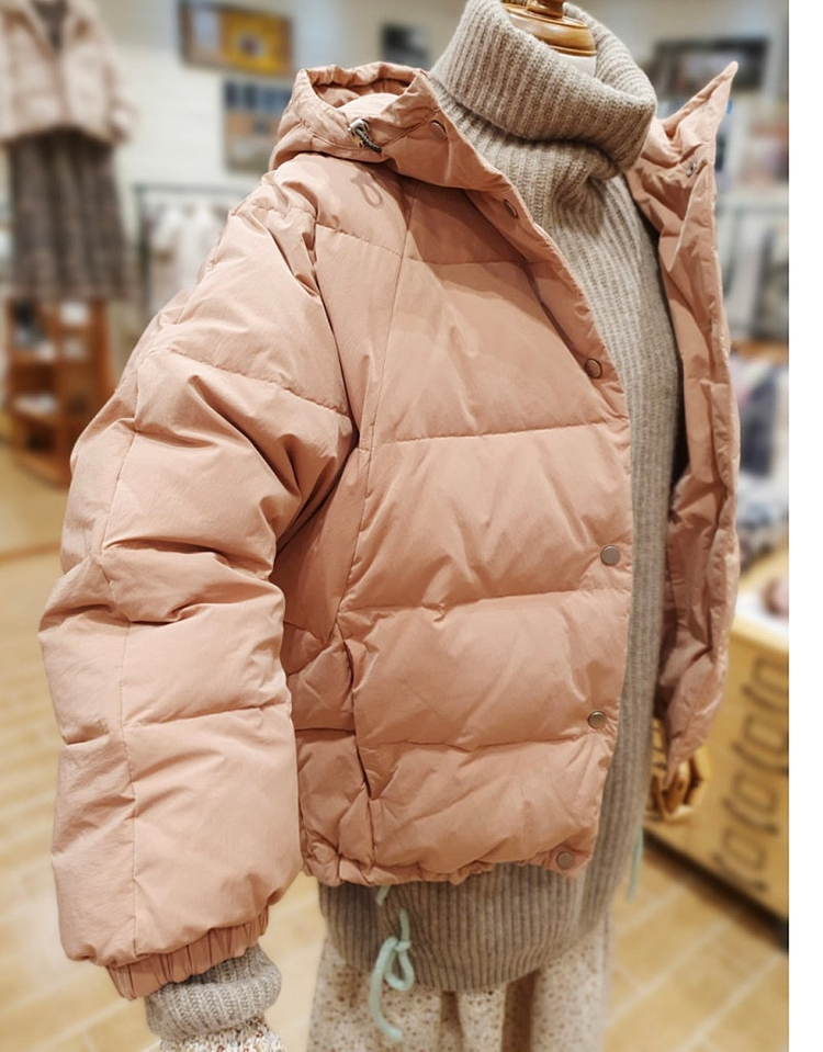 새상품 S , M 후드 숏 다운 점퍼 써스데이아일랜드 이미지