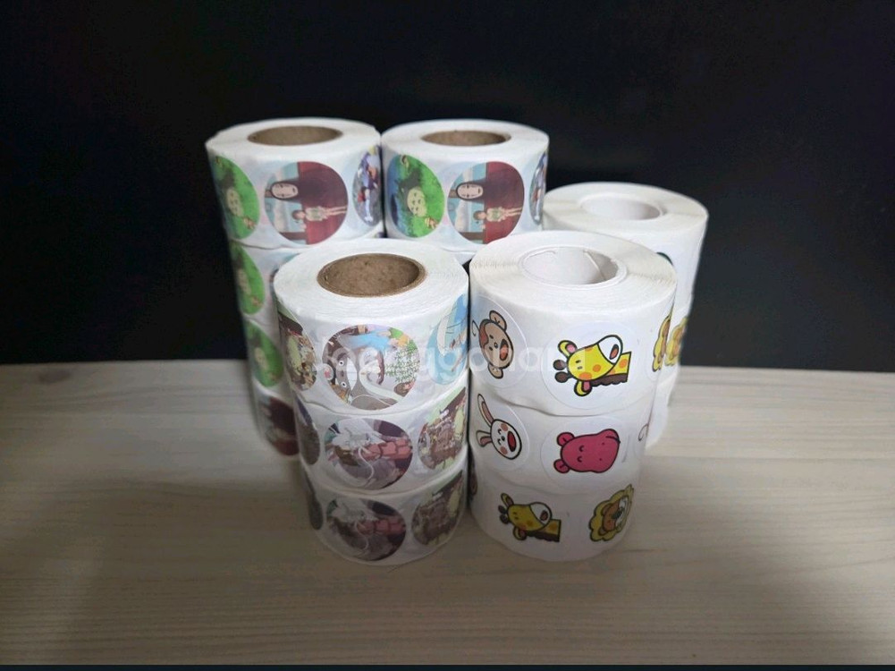 산리오 짱구 지브리 타베코 롤스티커 500매--2