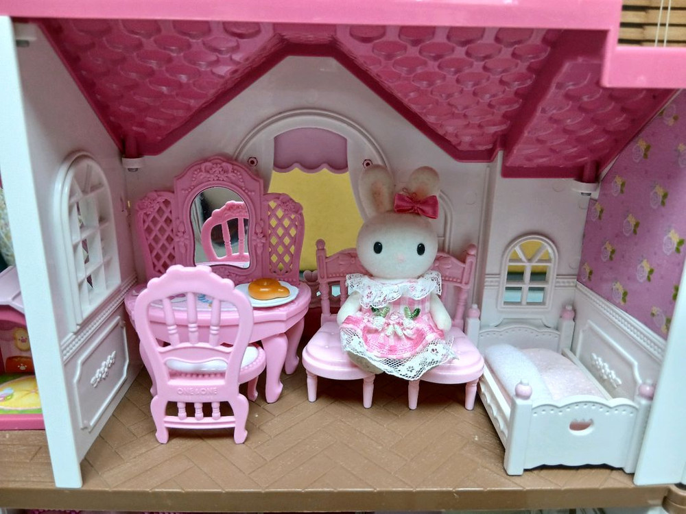 실바니안 패밀리 대형 2층 하우스 구버전 + 가구·인형 풀세트--5