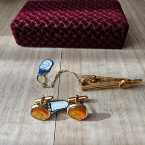 루비나 엘리자베스 넥타이핀 커프스 24K GF