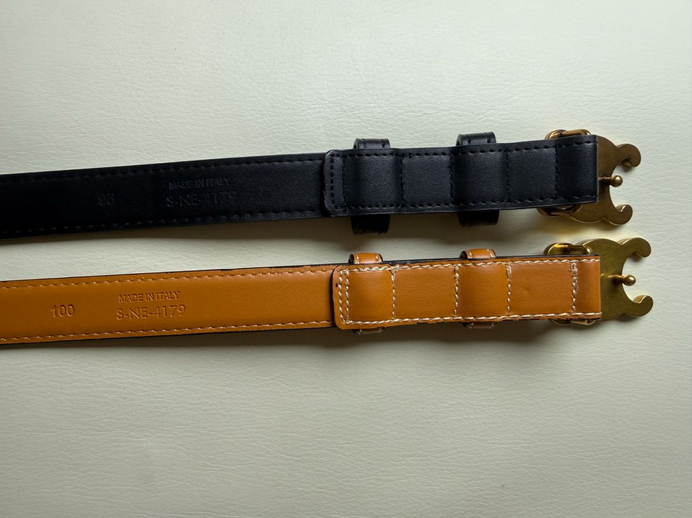 셀린느 트리옹프 벨트(블객, 브라운)--3