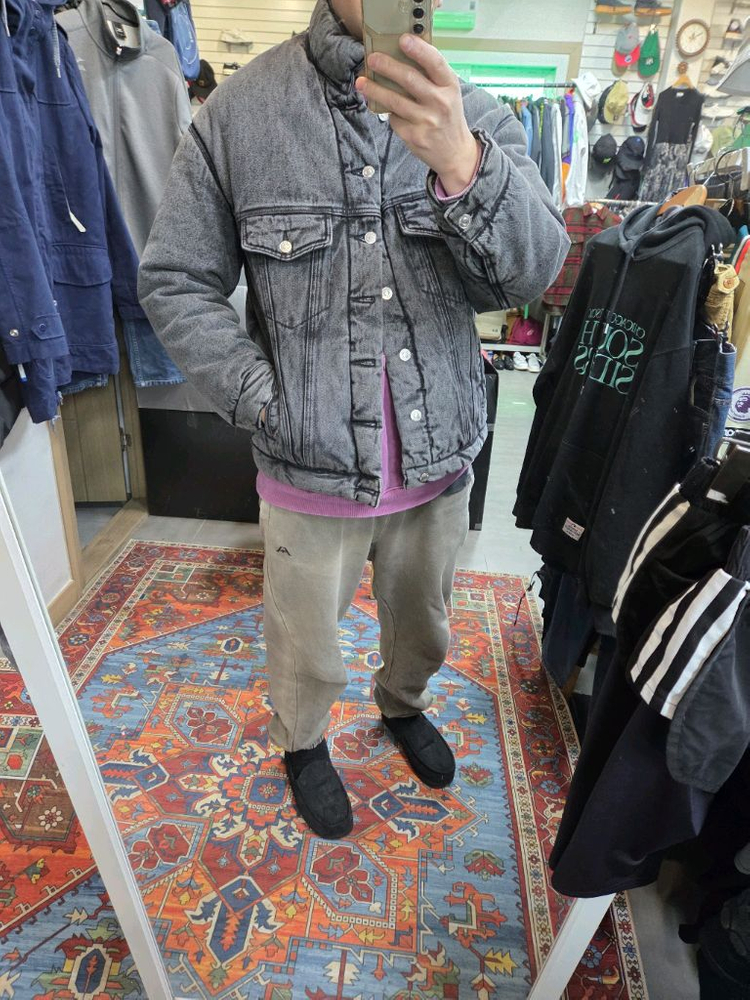 인터섹션 빈티지워싱 패딩 데님자켓 대략 L 오버핏--5