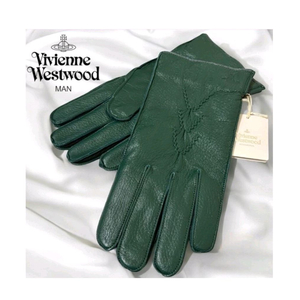 비비안웨스트우드 남성용 V 스티치 가죽 장갑 다크 그린 (새상품)