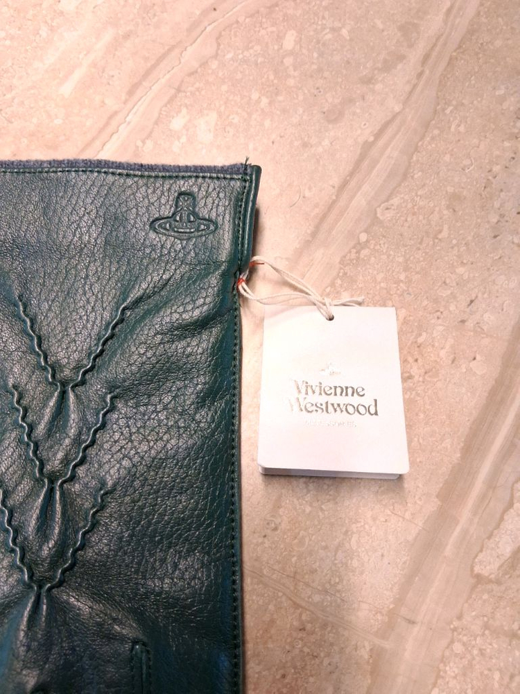 비비안웨스트우드 남성용 V 스티치 가죽 장갑 다크 그린 (새상품)--7