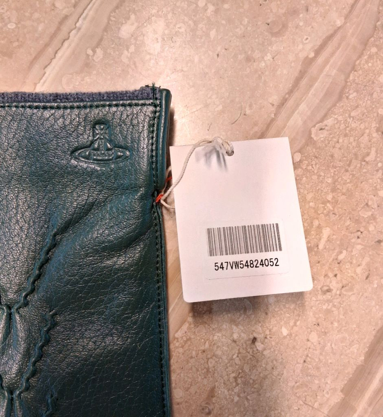 비비안웨스트우드 남성용 V 스티치 가죽 장갑 다크 그린 (새상품)--9