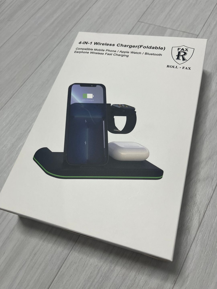 (미개봉) 듀얼코일 고급형 4-in-1 스마트폰 아이폰, 에어팟 이어폰, 애플워치, 무선충전기 올인원--0