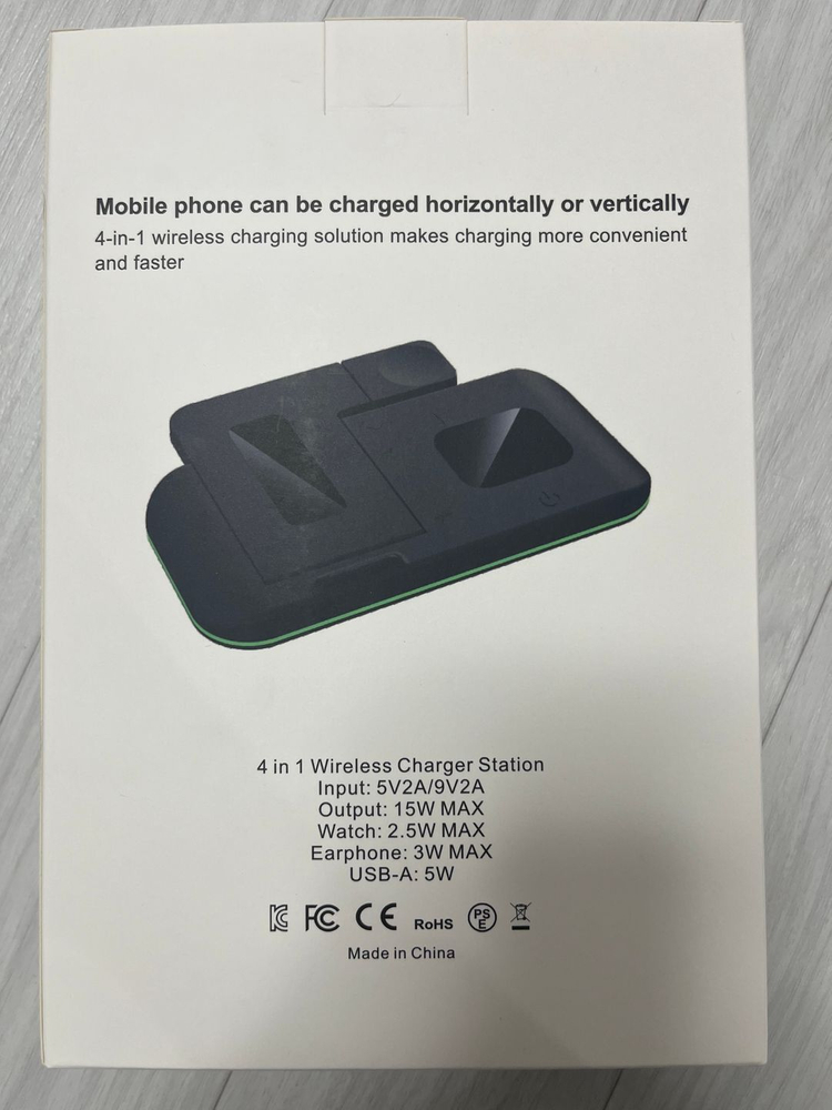 (미개봉) 듀얼코일 고급형 4-in-1 스마트폰 아이폰, 에어팟 이어폰, 애플워치, 무선충전기 올인원--1