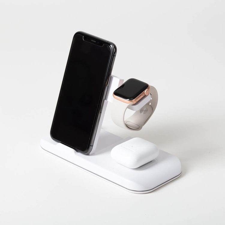 (미개봉) 듀얼코일 고급형 4-in-1 스마트폰 아이폰, 에어팟 이어폰, 애플워치, 무선충전기 올인원--3