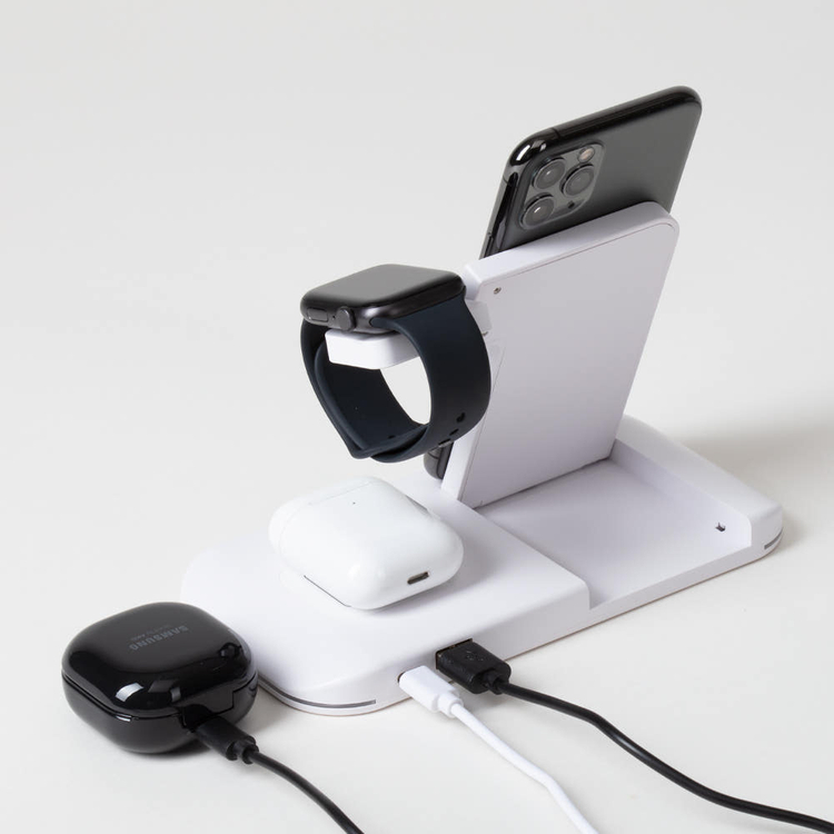 (미개봉) 듀얼코일 고급형 4-in-1 스마트폰 아이폰, 에어팟 이어폰, 애플워치, 무선충전기 올인원--5