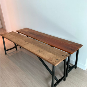 빈티지 가구 원목 철제 벤치 의자 이미지