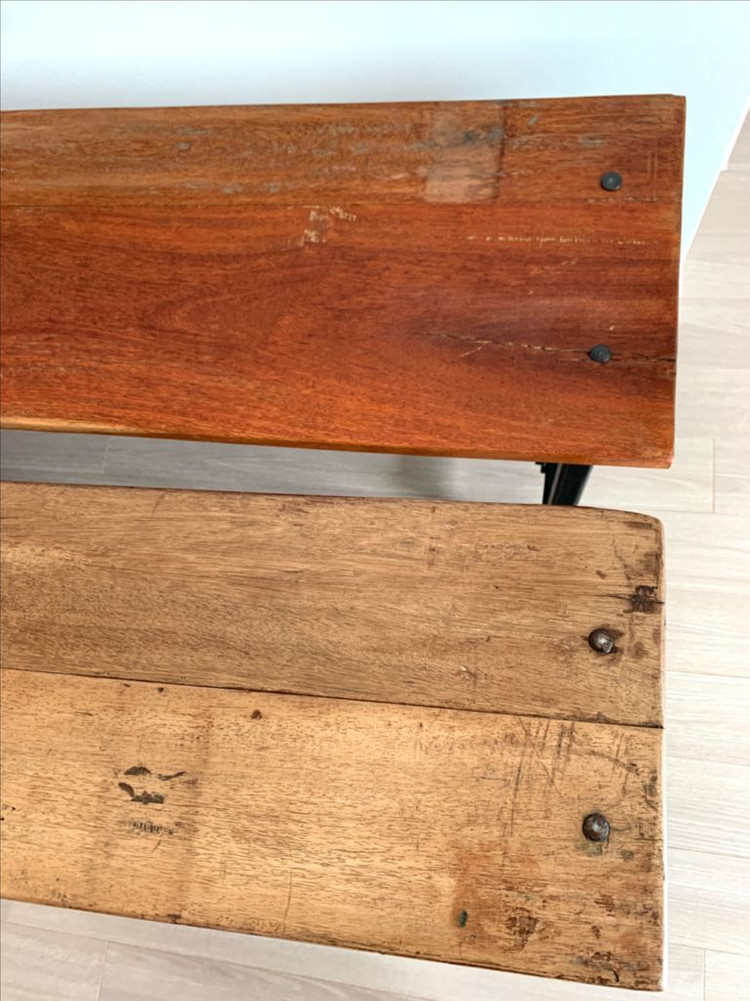 빈티지 가구 원목 철제 벤치 의자 이미지