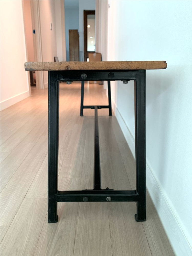 빈티지 가구 원목 철제 벤치 의자 이미지