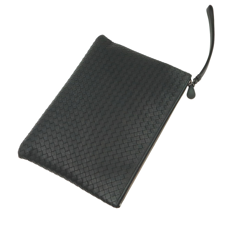 보테가베네타 블랙 인트레치아토 나파 도큐먼트 케이스 핸드스트랩 라지 클러치 / 442242--5