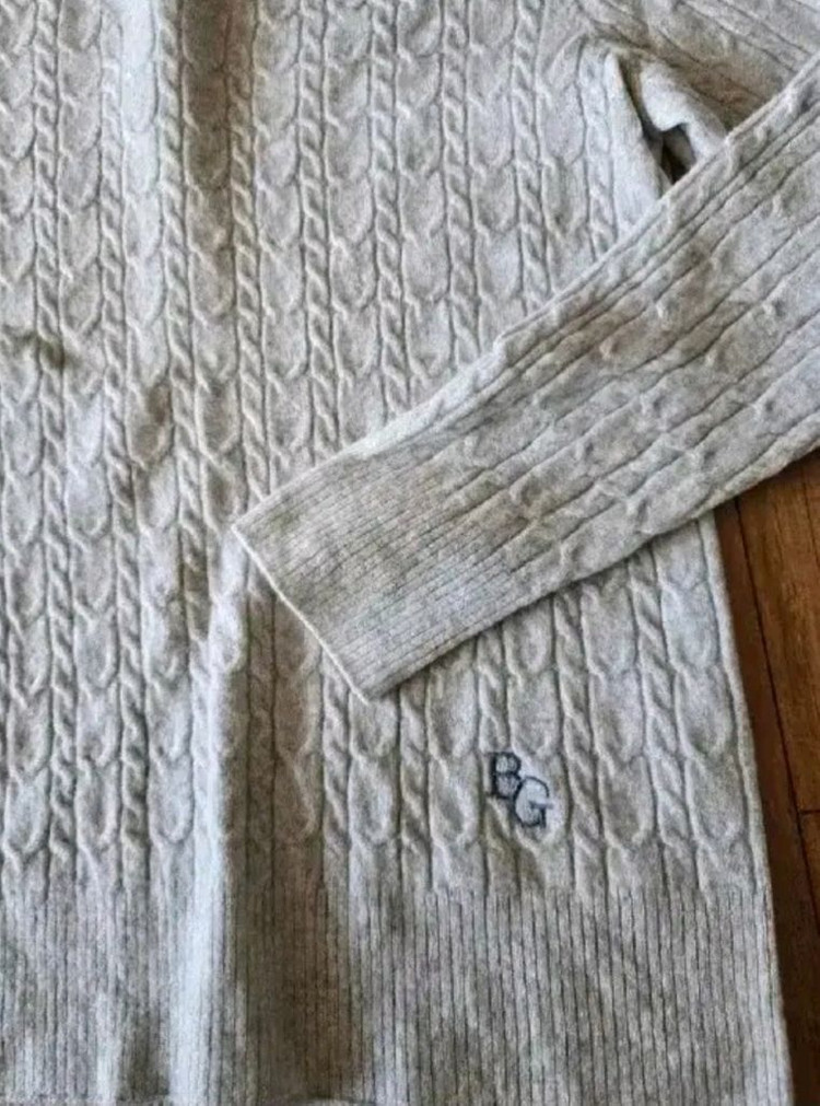 55)새옷수준/BCBG 케이블 라운드넥 모직 티--2