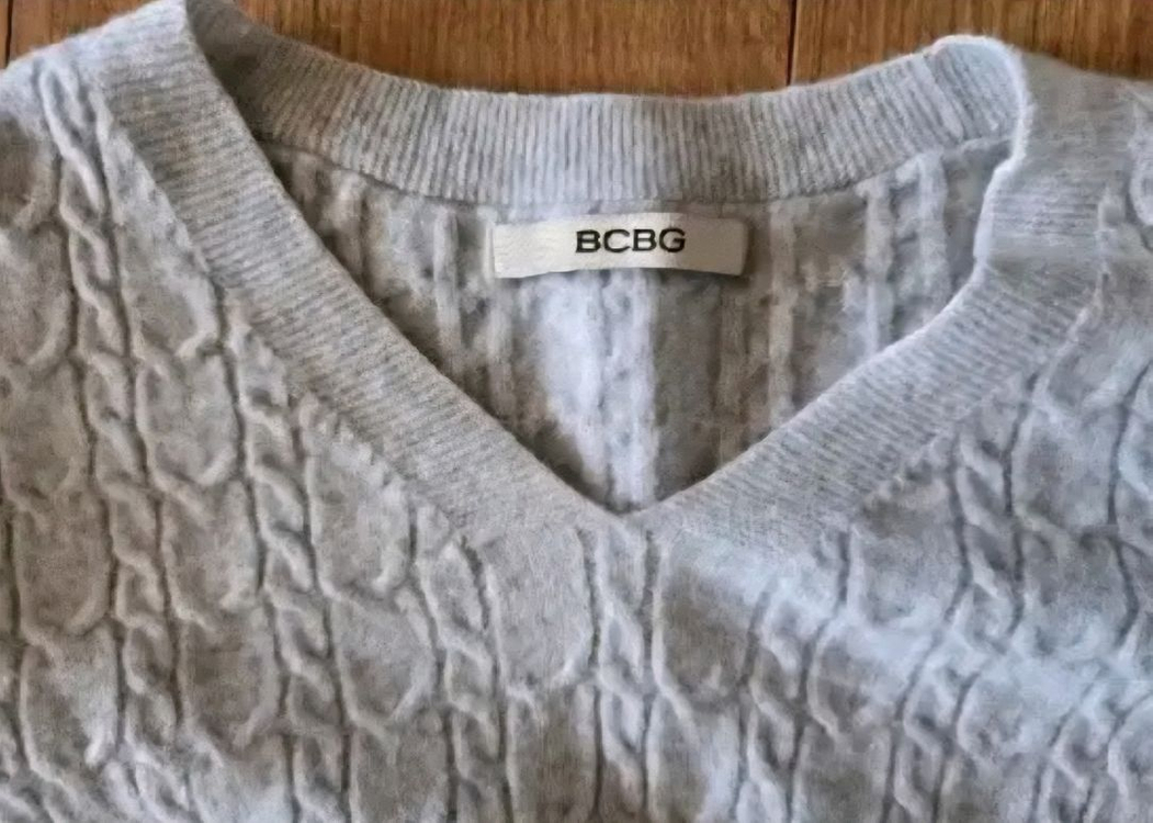 55)새옷수준/BCBG 케이블 라운드넥 모직 티--3