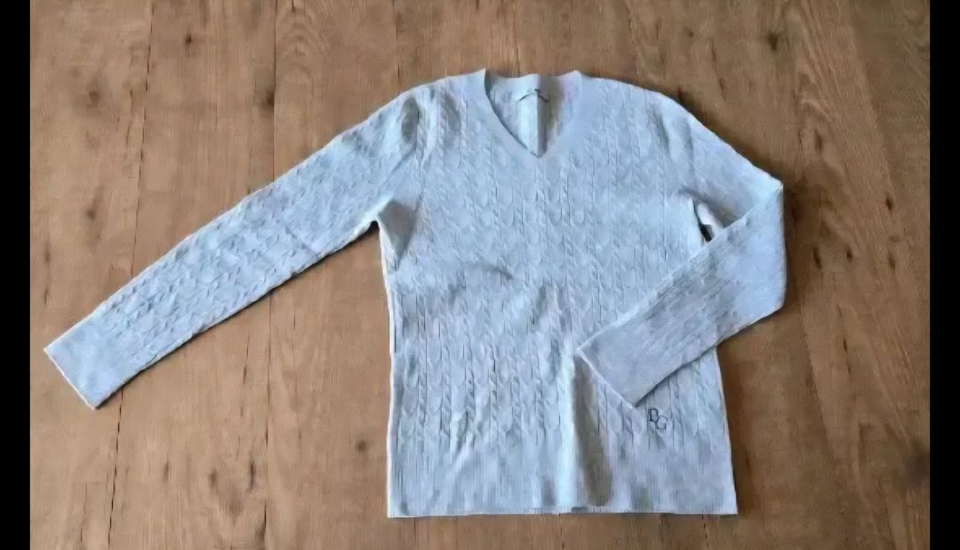 55)새옷수준/BCBG 케이블 라운드넥 모직 티--5