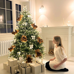 매료 크리스마스 트리 곰인형 리본 풀세트180cm