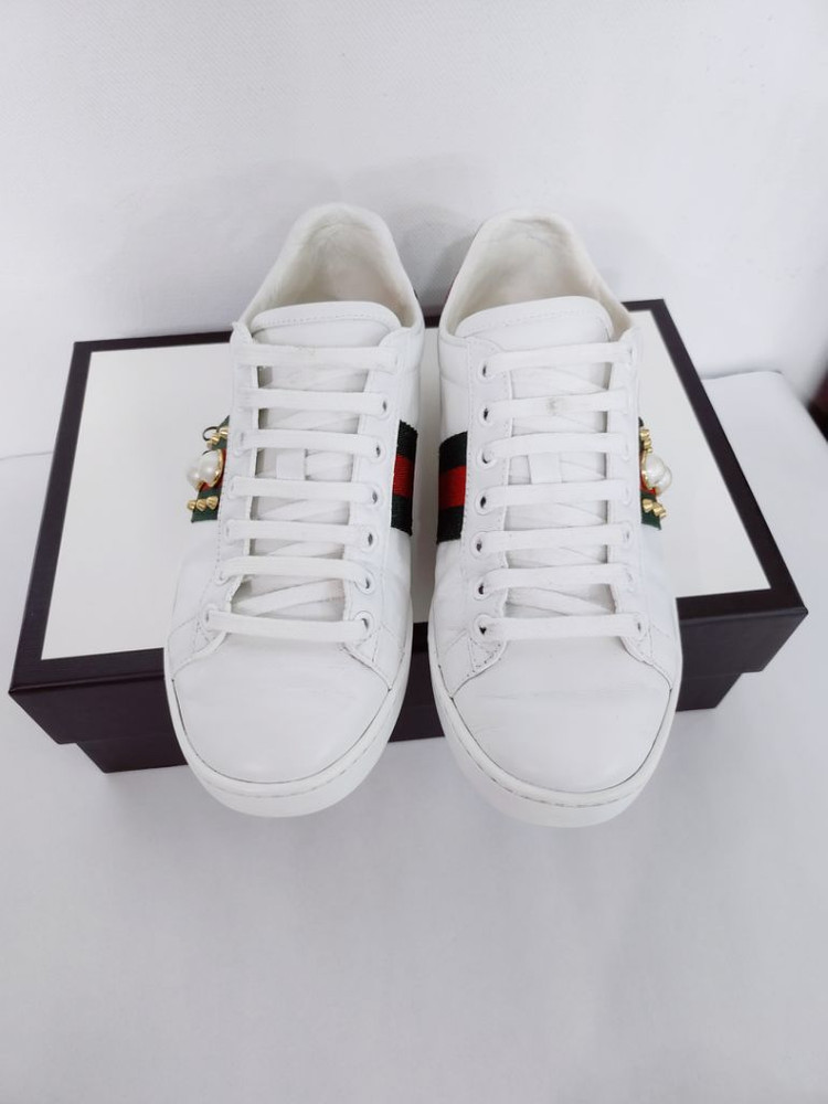 구찌 에이스 진주 스터드 여성 스니커즈 36/230--1