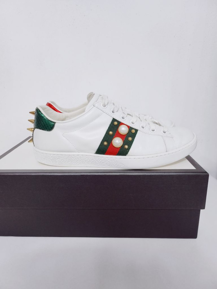 구찌 에이스 진주 스터드 여성 스니커즈 36/230--5