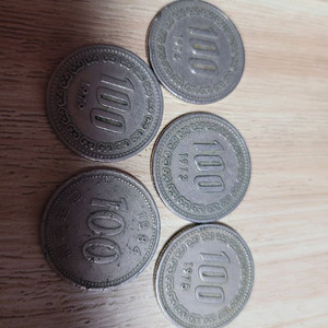 1973. 1974.1975.1979.1984년 100원 동전 5개 세트 이미지