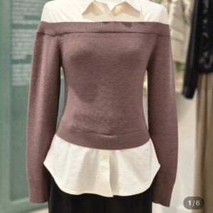 쥬크 니트 레이어드 긴팔 셔츠 V244PSC932(55,새상품)