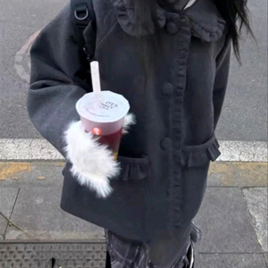 러플 트리밍 코트