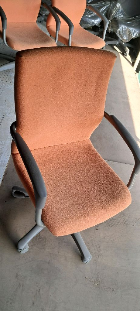 다원사무용의자 오렌지색회전의자 천의자 패브릭바퀴의자--5