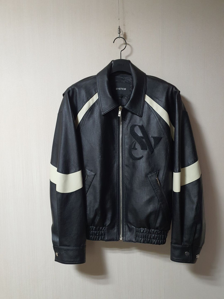 시스템 옴므 SYSTEM 페이크 가죽 블루종 자켓 100사이즈 정품 이미지