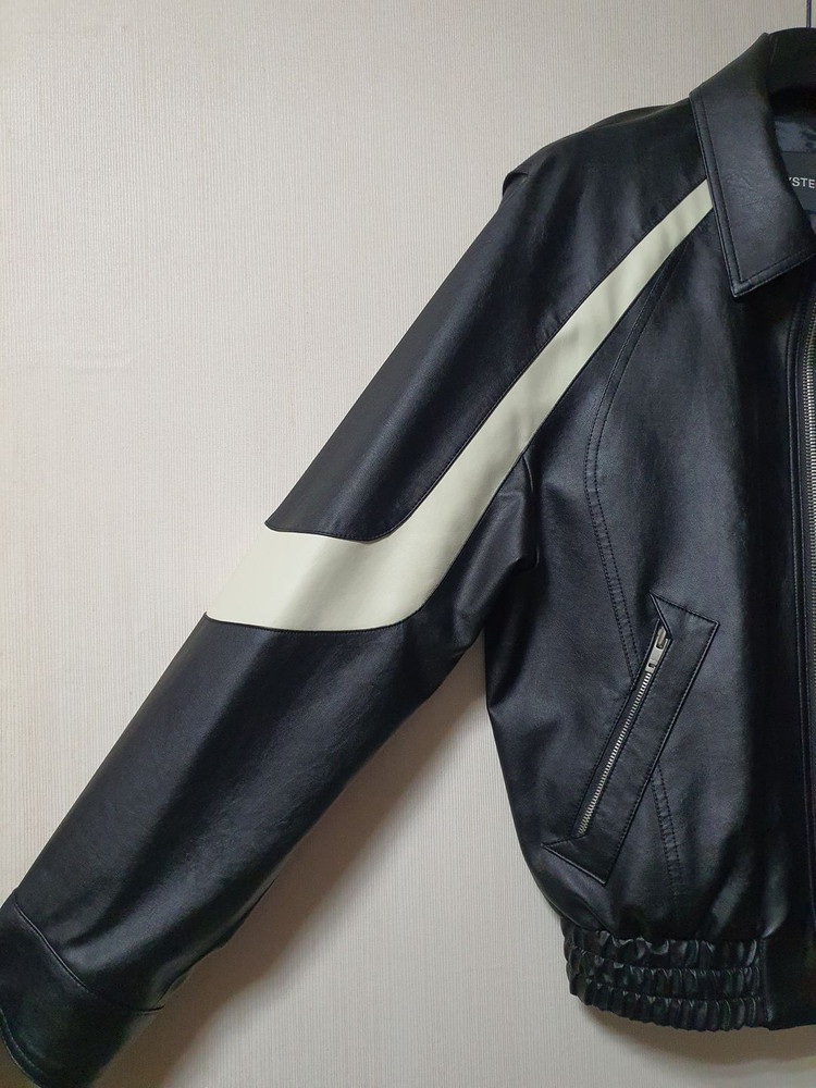시스템 옴므 SYSTEM 페이크 가죽 블루종 자켓 100사이즈 정품 이미지