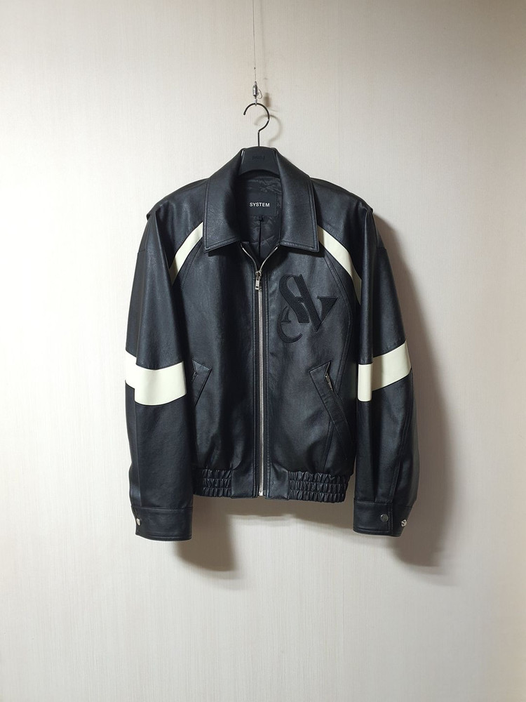 시스템 옴므 SYSTEM 페이크 가죽 블루종 자켓 100사이즈 정품 이미지
