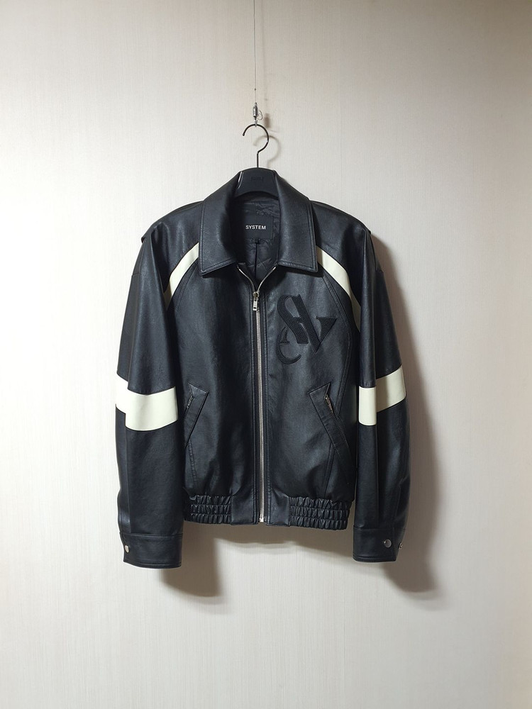 시스템 옴므 SYSTEM 페이크 가죽 블루종 자켓 100사이즈 정품 이미지
